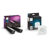 Philips Hue White and Color Ambiance Play Lightbar 2-er Pack inkl. Hue Bridge, schwarz, bis zu 16 Millionen Farben, steuerbar via App, kompatibel mit Amazon Alexa