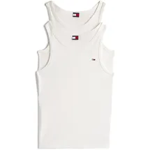 Tommy Hilfiger Tanktop TOMMY JEANS "TJM XSLIM 2PCK RIB TANK EXT", Herren, Gr. L, beige (ecru, ecru), Single Jersey, Obermaterial: 100% Baumwolle, slim fit, tiefer Rundhals, Tops Tanktop, mit gerippter Struktur