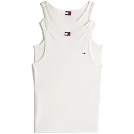 Tommy Hilfiger Tanktop TOMMY JEANS "TJM XSLIM 2PCK RIB TANK EXT", Herren, Gr. L, beige (ecru, ecru), Single Jersey, Obermaterial: 100% Baumwolle, slim fit, tiefer Rundhals, Tops Tanktop, mit gerippter Struktur