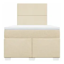 vidaXL Boxspringbett mit Matratze Creme 120x200 cm Stoff
