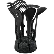 Schäfer 7-tlg. Küchenhelfer-Set Ergonomische Griffe Küchenbesteck Küchenhelfer Küchenutensilien Set Marmor Schwarz