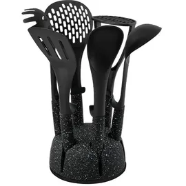 Schäfer 7-tlg. Küchenhelfer-Set Ergonomische Griffe Küchenbesteck Küchenhelfer Küchenutensilien Set Marmor Schwarz