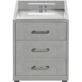 ed exciting design "Moon", grau (hellgrau, soro 90 light grau), B:47cm H:61cm T:46cm, Sideboards, Nachtkonsole, mit LED-Beleuchtung und USB-Anschluss & USB-C-Anschluss