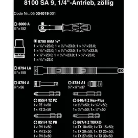 WERA 8100 SA 9 Zyklop Steckschlüsselsatz zöllig 28-tlg.