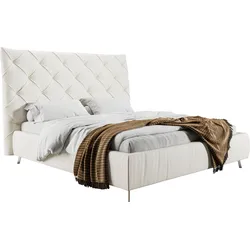 Polsterbett PLACES OF STYLE "Elloree, in 4 Breiten, hinten mit Originalstoff bezogen, auch in Leder", weiß, B:236cm H:143cm L:234cm, Rinds-Oberleder, Betten, Polsterbett Polsterbett ohne Bettkasten, Kopfteilhöhe 143cm, belastbar bis 280 kg, auch in Überlänge 220cm