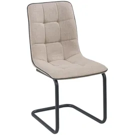 Home4You Schwingstühle 4er Set, Braun Schwarz matt - Webstoff - Rundrohrgestell - 4er Set