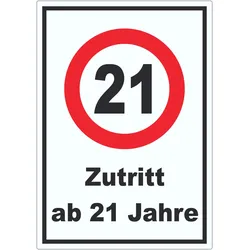 HB-Druck Zutritt ab 21 Jahre Aufkleber A3 (297x420mm)