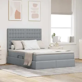 vidaXL Bett mit Stauraum und LED Hellgrau 140 x 190 cm