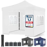 ONBEST Pavillon 3x3 | Wasserdicht | faltbar | Grau | mit Sandsäcke | Heringe | Seile | UV50+ | Premium - Weiß