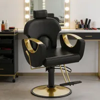 Anunweldo Friseurstuhl, Hydraulisch kippbarer Friseurstuhl, 360-Grad-Drehung, Frisörstuhl für Schönheitssalon Friseursalon (Obsidian-Schwarz)