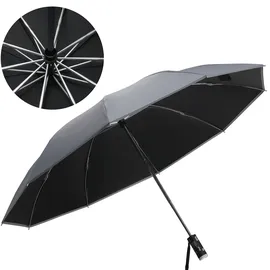 shop'n smile ideoon Faltbarer Regenschirm mit LED-Taschenlampe, Ø105 cm, schwarz: Ein perfekter Allwetter-Begleiter für Dunkelheit & Regenschauer