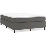 vidaXL Boxspringbett mit Matratze Grau 160x200 cm Kunstleder