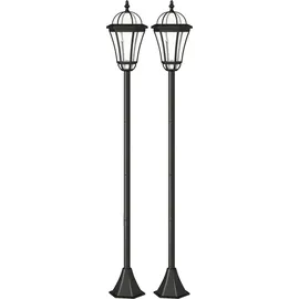 Outsunny Wegeleuchte Edelstahl Ø18,5 x H129 cm 2er Set schwarz
