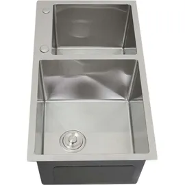 MONSTER SHOP Edelstahl Küchenspüle Spülbecken Doppelspüle Einbauspüle Zwei Waschbecken 82cm - Silber