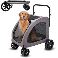 Vevor Hundebuggy 79x91x113 cm Hundewagen bis 73 kg Tragkraft Dunkelgrau