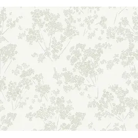 A.S. Création Vliestapete Blumen Kirschblüten 10,05 m x 0,53 m 1 St Weiß/Grün/Grau 39548-2