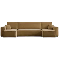 m-punkt Wohnlandschaft U-Form Cappuccino COMO Cord mit Bett Sofa Schlafsofa Ottomane - Braun