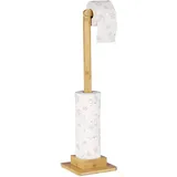 Relaxdays Toilettenpapierhalter stehend, Bambus, ohne Bohren, Ersatzrollenhalter Toilettenpapier, 71,5x23,5x19 cm, Natur