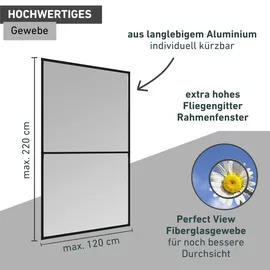 WINDHAGER Insektenschutz EXPERT Rahmen Fenster 120 x 220 cm Anthrazit