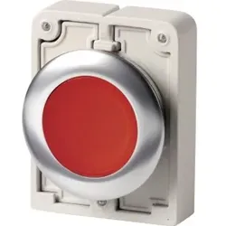 Eaton 197012 Leuchtdrucktaste, RMQ-Titan, flach, tastend, abgedichtete und unverlierbare Tastenplatte, rot, unbeschriftet, Frontring Edelstahl