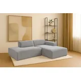 Andas Ecksofa ANDAS "Noord mit Kedernaht, Breite 227 cm, L-Form", grau (ligh grau), B:227cm H:71cm T:161cm, 94% Polyester; 6% Nylon, Sofas, Ecksofa, Cord, Struktur, Webstoff, mit Wellenunterfederung, Massivholzrahmen