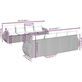 vidaXL Gartensofa-Set 9-tlg. grau