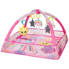 KIKKABOO Spielbogen, Krabbeldecke 2 in 1, Greiflinge, 18 Spielbälle, Bällebad