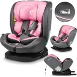 Lionelo Bastiaan i-Size Kindersitz ab Geburt 0-36 kg Isofix Top Tether 360 Grad drehbar Rückwärts Vorwärts Seitenschutz 5-Punkt-Sicherheitsgurte Dri-Seat (Rosa)