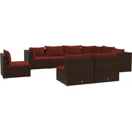 vidaXL 9-tlg. Garten-Lounge-Set mit Kissen braun