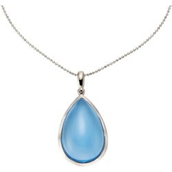 Jamelli Anhänger mit Kette 925 Silber rhodiniert Quarz blau (beh.)