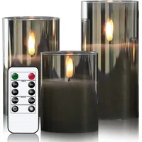 Dreiteiliges Set Flammenloser Led-kerzen Mit 3d-docht, Fernbedienung Und Timer Für Die Heimdekoration, Realistisches Warmes Licht