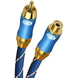 Subwoofer Kabel, EMK Digitales Koaxialkabel Cinch RCA Vergoldete Stecker Audio Kabel für Subwoofer,AV Receiver,Verstärker,Heimkino (Cinch-Verlängerungskabel Blau, 2M)