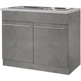 wiho Küchen Spülenschrank Chicago 100 cm breit, inkl. Einbauspüle aus Edelstahl grau