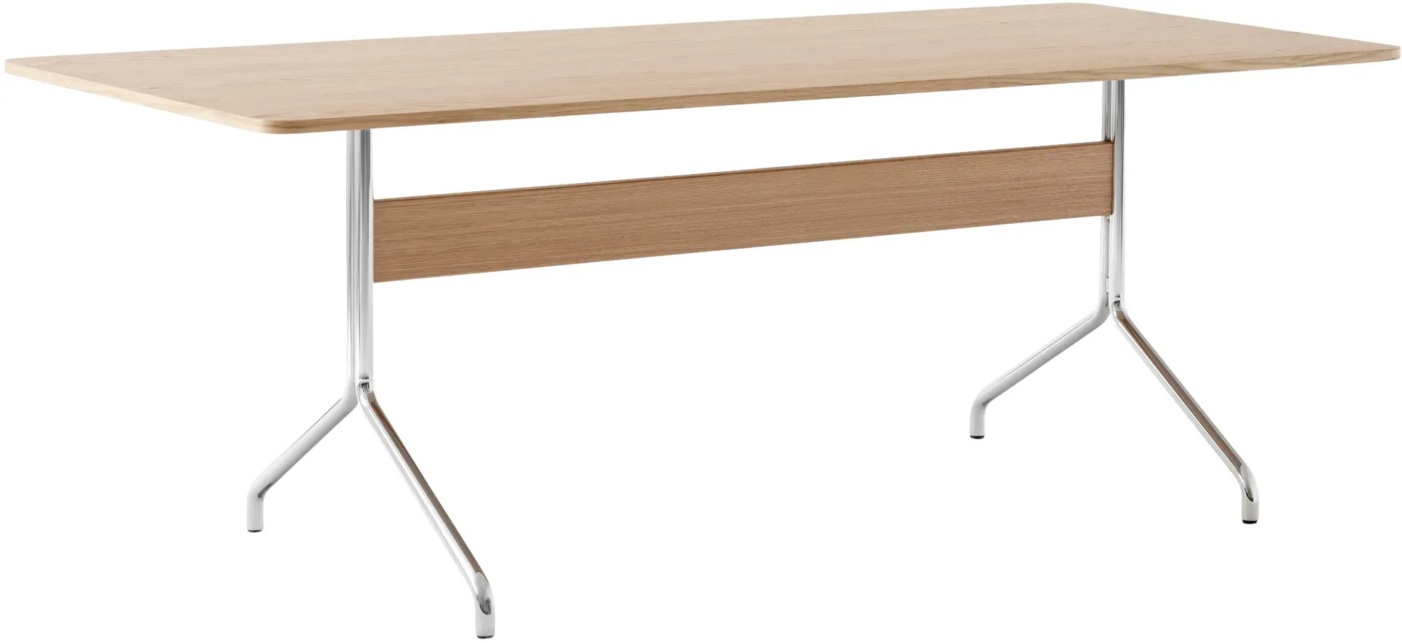 &Tradition Pavilion AV19 Esstisch, 200 x 90 cm, chrom / eiche klar lackiert