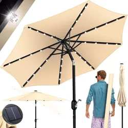 KESSER® Sonnenschirm Balkonschirm LED Solar mit Kurbel Inkl. 2in1 Schutzhülle Transporttasche, Gartenschirm, Schirm  für Balkon Garten & Terrasse verstellbar knickbar