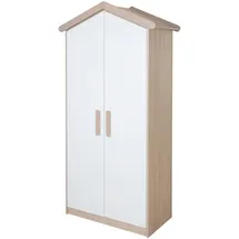 roba Kinderkleiderschrank Cabane 96 x 190 x 50 cm Eiche massiv weiß