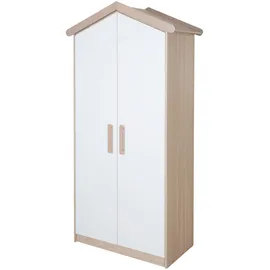 roba Kinderkleiderschrank Cabane 96 x 190 x 50 cm Eiche massiv weiß