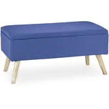 Relaxdays Sitzbank mit Stauraum, gepolstert, Holzbeine, Truhenbank Stoffbezug, HxBxT: 39,5 x 79,5 x 39,5 cm,