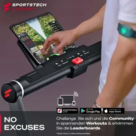 Sportstech Laufband sWalk Plus 2-in-1 | Klappbar mit LED | km/h | App-Kompatibel - Schwarz