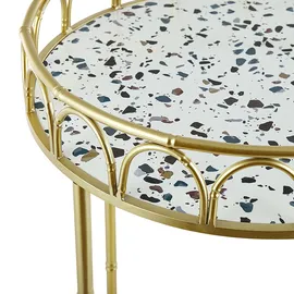 Beliani Servierwagen SHAFTER Metall Terrazzo Weiß