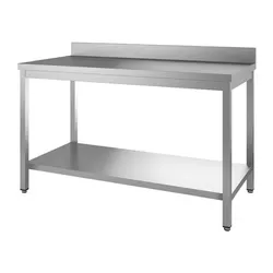 Gastro-Inox Arbeitstisch Edelstahl mit Grundboden und Aufkantung 1600x700x880mm