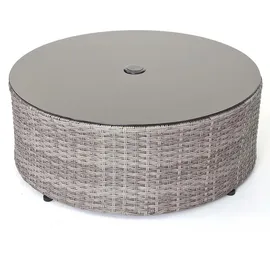 MCW Poly-Rattan Garnitur rund MCW-E17, Garten-Set Sitzgruppe ~ grau, Polster dunkelgrau, Kissen beige