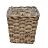 Casa Moro Flechtkorb Rattan Korb Turin mit Folie Blumenkorb Aufbewahrungskorb (Rattankorb Weidenkorb eckig, in drei Größen oder als Set), Naturkorb handgeflochten braun 33 cm