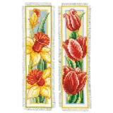 Vervaco Lesezeichen Kreuzstich Stickpackungen Gezählter Kreuzstich Set Blumen 2er DIY Set Erwachsene Sticken Lesen Zubehör Geschenk Zählmusterpackung ca. 6 x 20 cm Stickset für Anfänger
