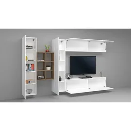 Home Affaire Wohnwand "Maruska", weiß (weiß hochglanz, weiß hochglanz), B:320cm H:180cm T:30cm, Holzwerkstoff, Kastenmöbel-Sets, Wohnwand