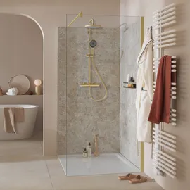 Schöner Wohnen Gretia Walk-In-Dusche 90 x 200 cm gold ESG Klar