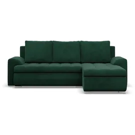 mebligo Eckcouch Cord mit Schlaffunktion 2-Sitzer Dunkelgrün