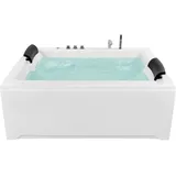 Beliani Whirlpool Badewanne Weiß 183 x 142 cm SALAMANCA