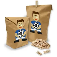 itenga befüllbarer Adventskalender Adventskalender Fußball Blau Weiß 24x Tüten + Klammern + Sticker Set