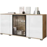 Mirjan24 Kommode, Eiche Wotan, Weiß, Rechteckig, 150x70x40 cm, Wohnzimmer, Kommoden & Sideboards, Kommoden